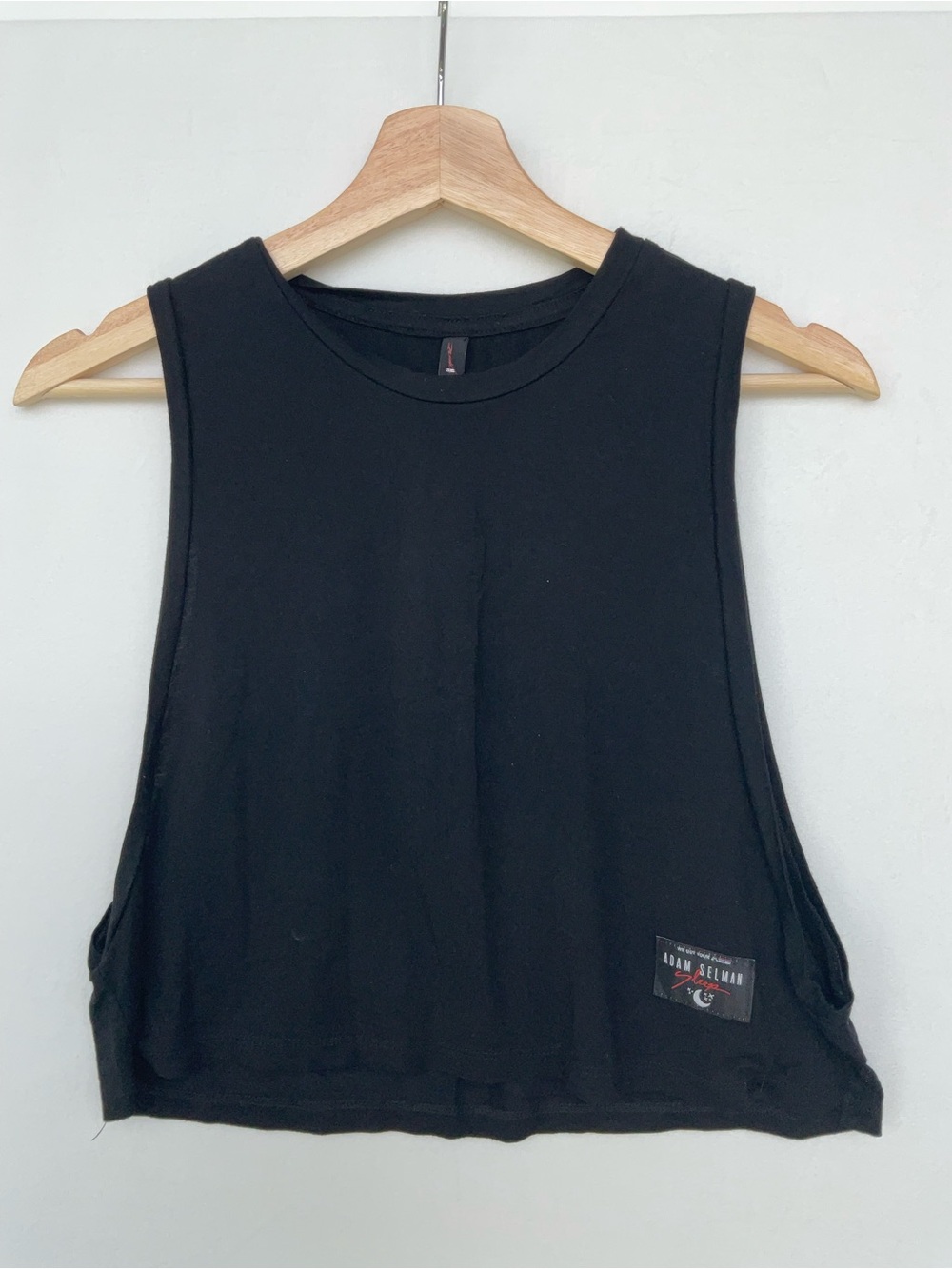 Adam Selman Black Cropped Muscle Sleep  Tank